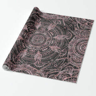 Boho Roos Gold Grey Mandala Elegant Design Cadeaupapier