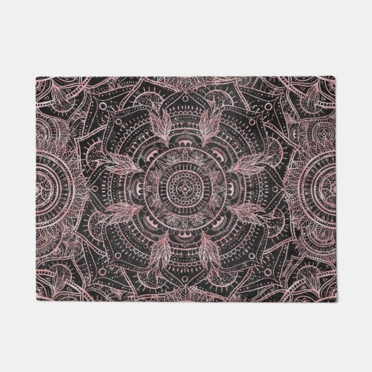 Boho Roos Gold Grey Mandala Elegant Design Deurmat (Voorkant)