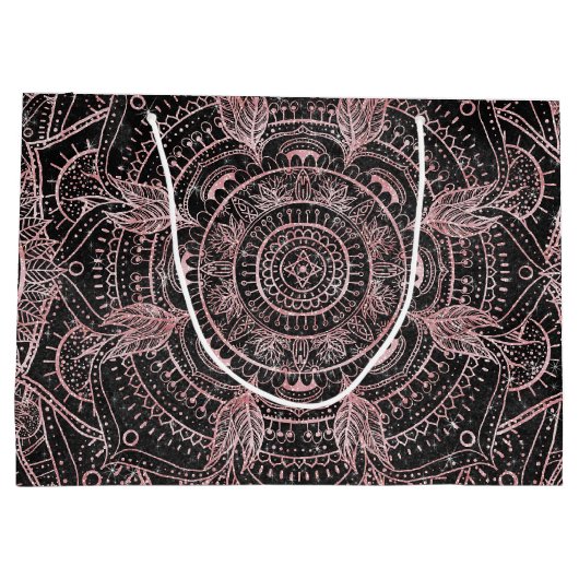 Boho Roos Gold Grey Mandala Elegant Design Groot Cadeauzakje (Achterkant)