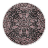 Boho Roos Gold Grey Mandala Elegant Design Keramische Knop (Voorkant)