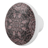 Boho Roos Gold Grey Mandala Elegant Design Keramische Knop (Rechts)