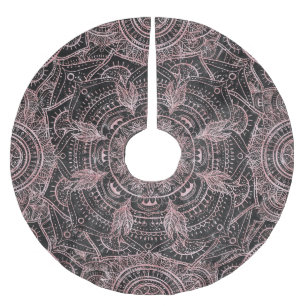 Boho Roos Gold Grey Mandala Elegant Design Kerstboom Rok