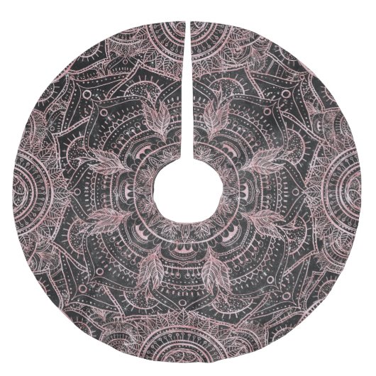 Boho Roos Gold Grey Mandala Elegant Design Kerstboom Rok (Voorkant)