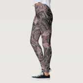 Boho Roos Gold Grey Mandala Elegant Design Leggings (Links)