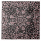 Boho Roos Gold Grey Mandala Elegant Design Tegeltje (Voorkant)