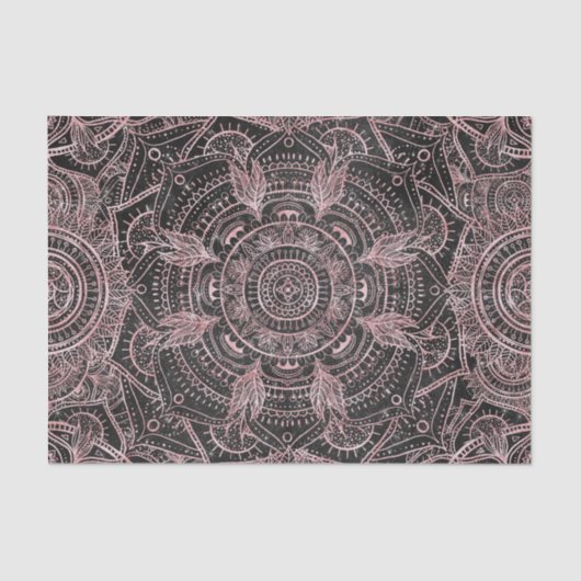 Boho Roos Gold Grey Mandala Elegant Design Tissuepapier (Voorkant)