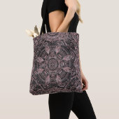 Boho Roos Gold Grey Mandala Elegant Design Tote Bag (Dichtbij)