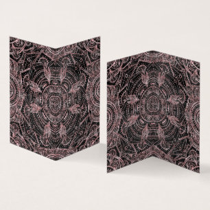 Boho Roos Gold Grey Mandala Elegant Design Visitekaartje
