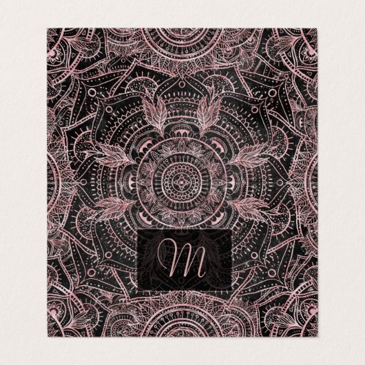Boho Roos Gold Grey Mandala Elegant Design Visitekaartje (Buitenkant ongevouwen)