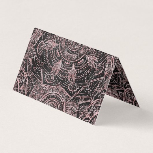 Boho Roos Gold Grey Mandala Elegant Design Visitekaartje (Achterkant)
