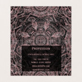 Boho Roos Gold Grey Mandala Elegant Design Visitekaartje (Binnenkant ongevouwen)