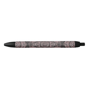 Boho Roos Gold Grey Mandala Elegant Design Zwarte Inkt Pen