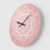 Boho Roos Gold Mandala Art Grote Klok (Hoek)