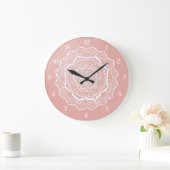Boho Roos Gold Mandala Art Grote Klok (Huis)