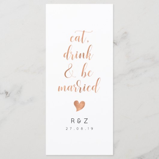 Boho Roos Goud Bruiloft Menu (Achterkant)