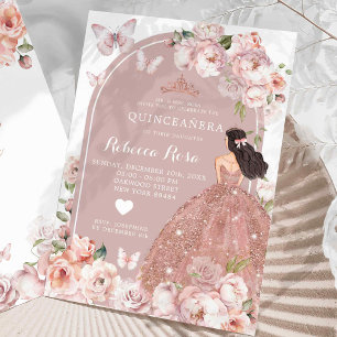 Boho Roos Goud Mexicaans Meisje Prinses Quinceañer Kaart