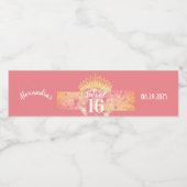  Boho Roos Goud Rustiek Sweet Sixteen Waterfles Etiket (Enkel label)