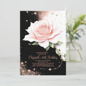 Boho Roos Gouden Glam Digitaal 40e Verjaardag Kaart (Staand voorkant)