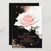 Boho Roos Gouden Glam Digitaal 40e Verjaardag Kaart (Voorkant / Achterkant)