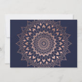 Boho roos goudflorelace mandala navy bruiloft kaart (Achterkant)