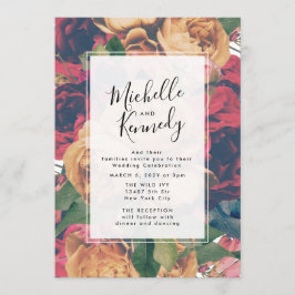 boho roos modern editable Wedding Kaart