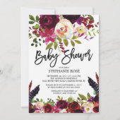 Boho Roos Paars Floral Baby shower Kaart (Voorkant)