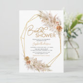 Boho Roos Pampas Grass Bohemian Vrijgezellenfeest Kaart (Staand voorkant)