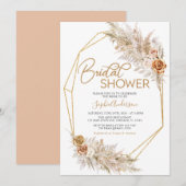 Boho Roos Pampas Grass Bohemian Vrijgezellenfeest Kaart (Voorkant / Achterkant)