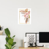 Boho Roos Pampas Grass Dry Palm Poster (Thuiskantoor)