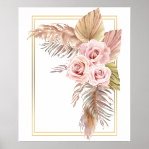 Boho Roos Pampas Grass Dry Palm Poster