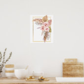 Boho Roos Pampas Grass Dry Palm Poster (Keuken)