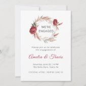 Boho Roos Pampas We're Engaged Floral Verloving I Kaart (Voorkant)