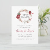 Boho Roos Pampas We're Engaged Floral Verloving I Kaart (Staand voorkant)