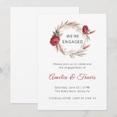 Boho Roos Pampas We're Engaged Floral Verloving I Kaart (Voorkant / Achterkant)