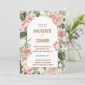 Boho roos stoffig roze lijst - bruiloft uitnodigin kaart (Staand voorkant)