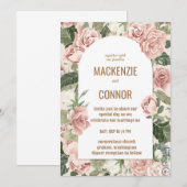 Boho roos stoffig roze lijst - bruiloft uitnodigin kaart (Voorkant / Achterkant)