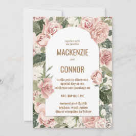Boho roos stoffig roze lijst - bruiloft uitnodigin kaart