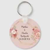 Boho Roos-Tone Floral Collage Sleutelhanger (Voorkant)