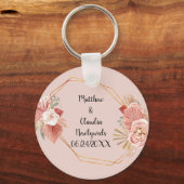 Boho Roos-Tone Floral Collage Sleutelhanger (Voorkant)