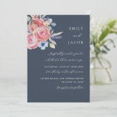 Boho Roos Watercolor Bruiloft Kaart (Staand voorkant)