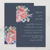 Boho Roos Watercolor Bruiloft Kaart (Voorkant / Achterkant)