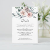 Boho Roos Wedding Details Kaart (Staand voorkant)