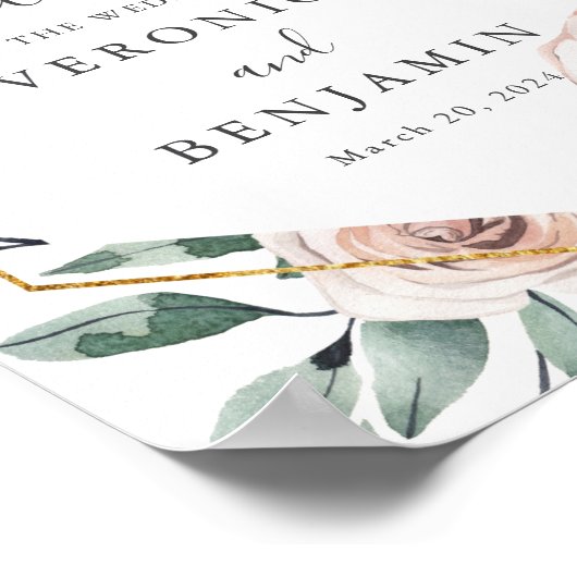 Boho Roos Wedding Welcome Sign Poster (Hoek)