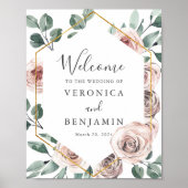 Boho Roos Wedding Welcome Sign Poster (Voorkant)