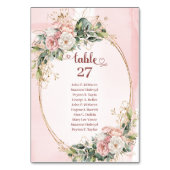 Boho Rose Gold Flowers Eucalyptus Table Number Kaart (Voorkant)