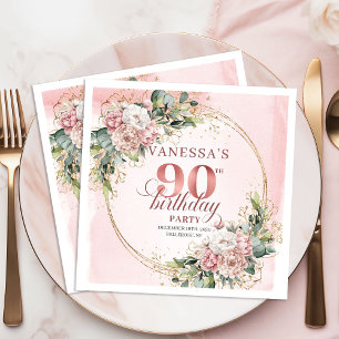 Boho Rose Goud Bloem 90ste Verjaardagsfeest Tafel Servet