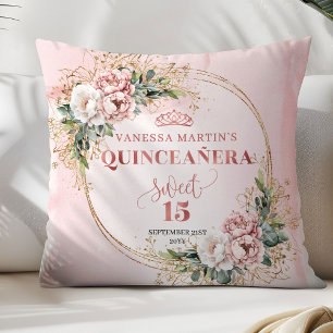 Boho Rose Goud Bloemen Groene Perfecte Cadeau 15e Kussen