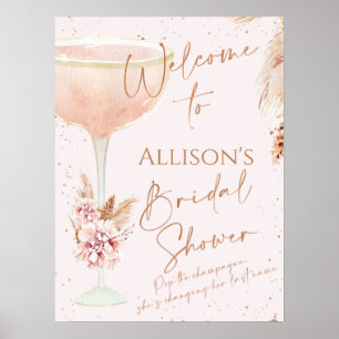 Boho Rose Goud Bruiloftsborrel Welkom Poster