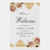 Boho Rose Motif Cream Muslim Wedding Welcome Acryl Bord (Voorkant)