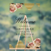 Boho Rose Motif Cream Muslim Wedding Welcome Acryl Bord (Neutraal)